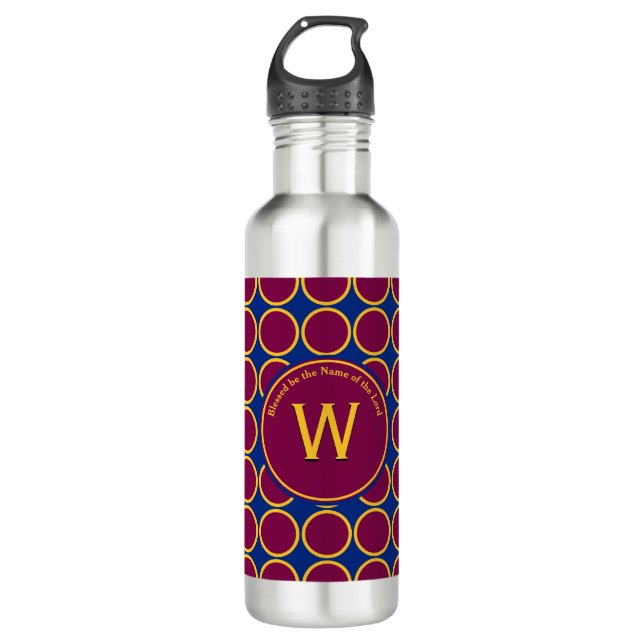 Personalisiertes Monogramm Maroon CIRCLES Edelstahlflasche (Vorderseite)