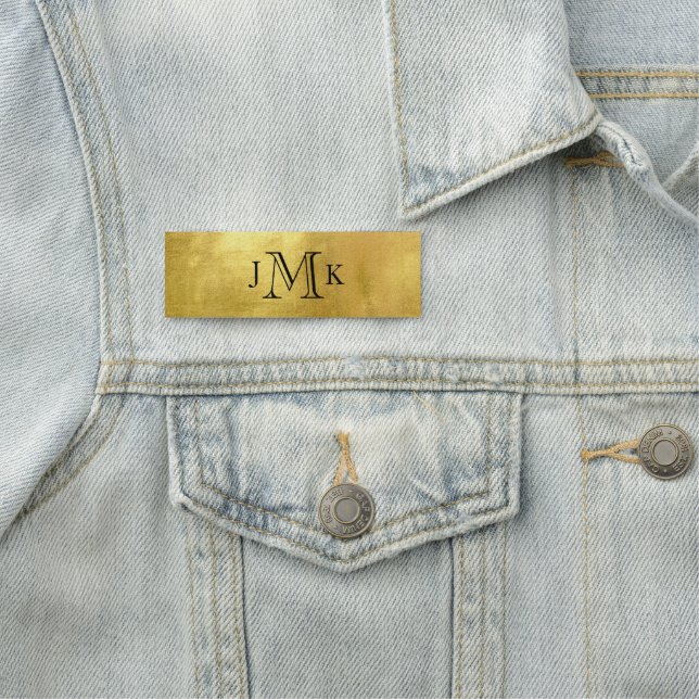 Personalisiertes Monogramm Metallic Gold Namensschild (Beispiel)