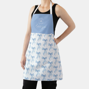 Personalisiertes Monogramm mit Blauem Schleifenmus Schürze