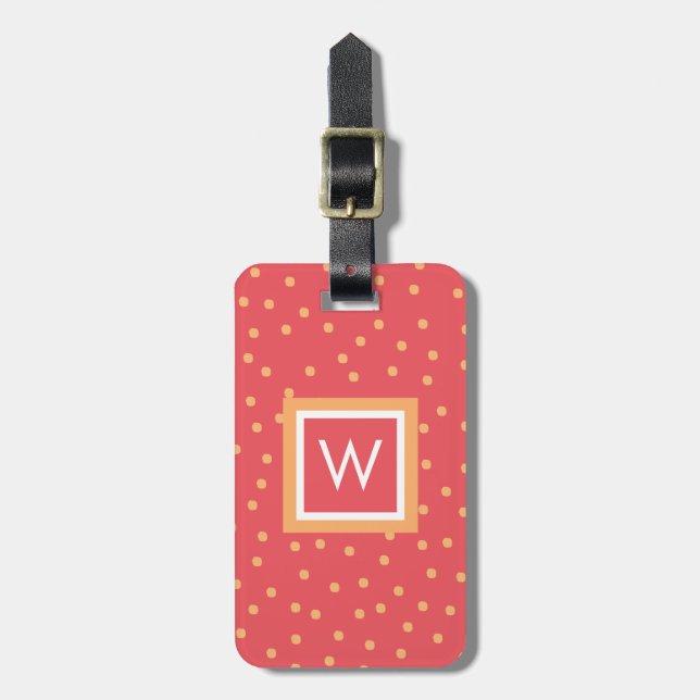 Personalisiertes Monogramm mit Punkten Gepäckanhänger (Vorderseite vertikal)