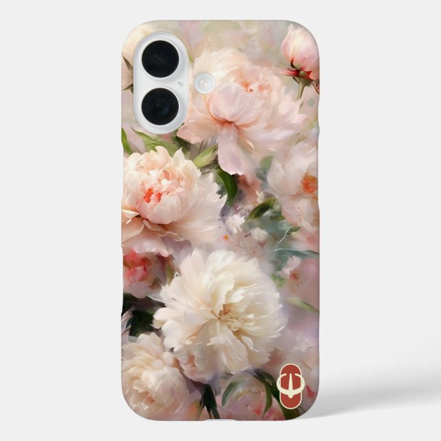 Personalisiertes Monogramm mit rosa Pfingstrosen Case-Mate iPhone Hülle (Rückseite)