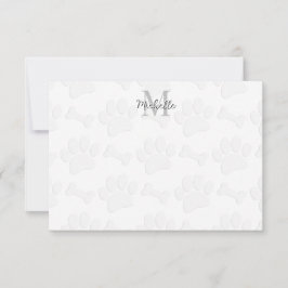 Personalisiertes Monogramm mit Welpenpfotenabdrück Mitteilungskarte