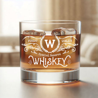 Personalisiertes Monogramm mit Whiskey Vintag auss Whiskyglas