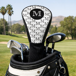 Personalisiertes Monogramm-Muster weiß und schwarz Golf Headcover
