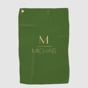 Personalisiertes Monogramm Name Grün & Gold Golf Golfhandtuch
