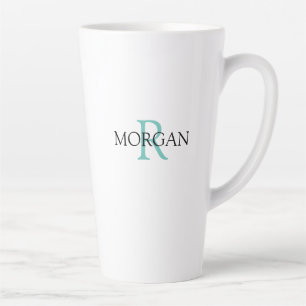 Personalisiertes Monogramm & Name, Hell Türkis & S Milchtasse