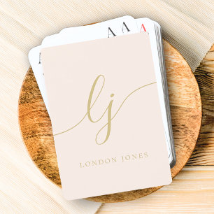 Personalisiertes Monogramm-Name-Kalligraphie Spielkarten