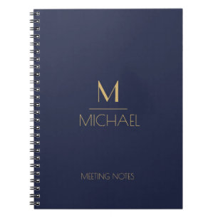 Personalisiertes Monogramm Name Navy & Gold Notizblock