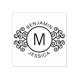 Personalisiertes Monogramm + Namen dekorativ Gummistempel