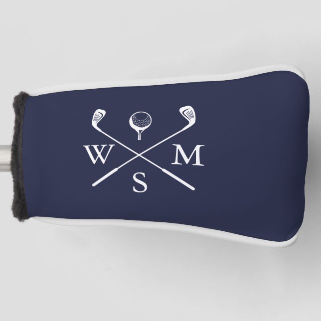 Personalisiertes Monogramm Navy Blue Golf Headcover (Vorderseite)