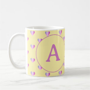 Personalisiertes Monogramm Niedliches Herz Lilac G Kaffeetasse