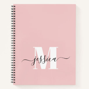 Personalisiertes Monogramm-Notebook in Rosa und We Notizbuch