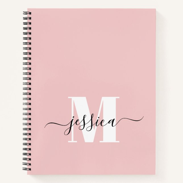 Personalisiertes Monogramm-Notebook in Rosa und We Notizbuch (Vorderseite)