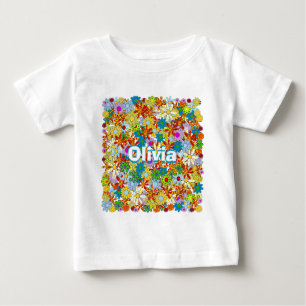 Personalisiertes Monogramm oder Blumenmuster Baby T-shirt