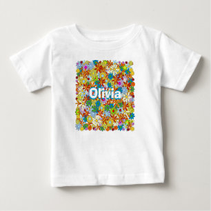 Personalisiertes Monogramm oder Blumenmuster Baby T-shirt