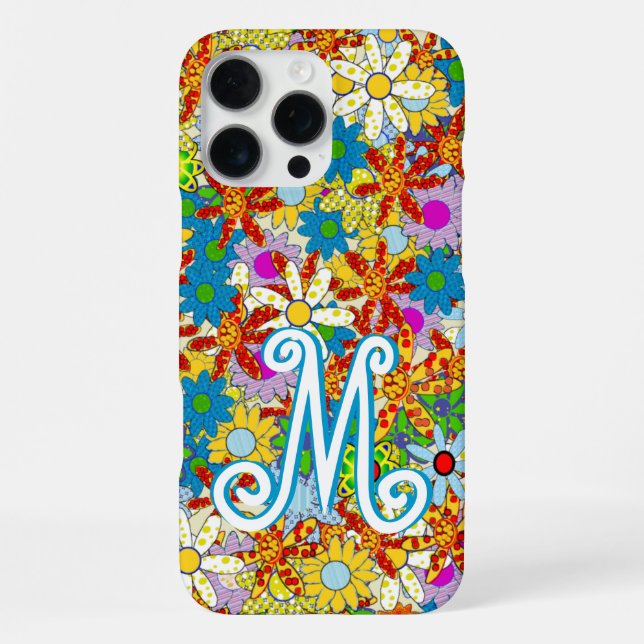 Personalisiertes Monogramm oder Blumenmuster iPhone Hülle (Rückseite)
