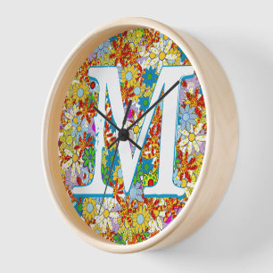 Personalisiertes Monogramm oder Blumenmuster Uhr