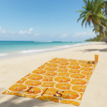 Personalisiertes Monogramm Orange Citrus Strandtuc