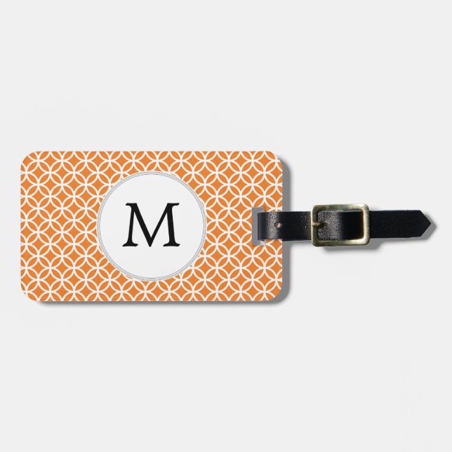 Personalisiertes Monogramm Orange-Doppelringe Gepäckanhänger (Vorderseite horizontal)