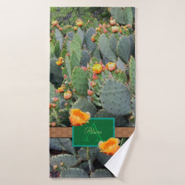Personalisiertes Monogramm Orange Prickly Pear Cac Badehandtuch