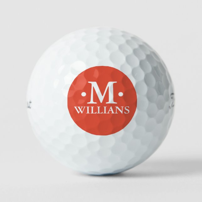 Personalisiertes Monogramm Orange Red mit 1 Buchst Golfball (Vorderseite)