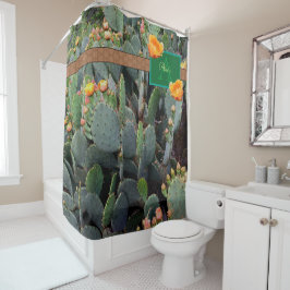 Personalisiertes Monogramm-orange stachelige Duschvorhang