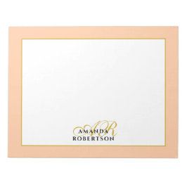 Personalisiertes Monogramm Pfirsich Gold Schwarz S Notizblock
