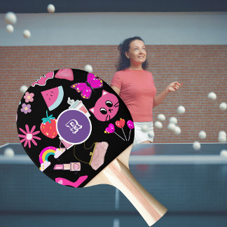 Personalisiertes Monogramm Pinky Girly Colorful Tischtennis Schläger