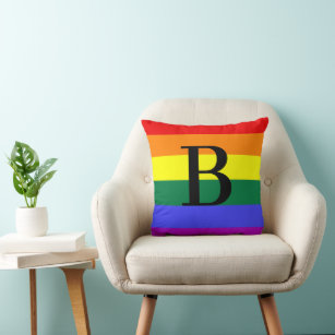 Personalisiertes Monogramm-Rainbow-LGBT-Prix-Gesch Kissen