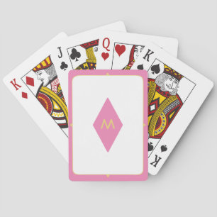 Personalisiertes Monogramm Rosa Gold Vintag Spielkarten