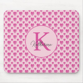 Personalisiertes Monogramm rosa Herzen Mousepad