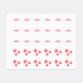 Personalisiertes Monogramm Rosa Sakura Etiketten