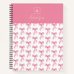 Personalisiertes Monogramm Rosa Schleifenmuster Notizbuch