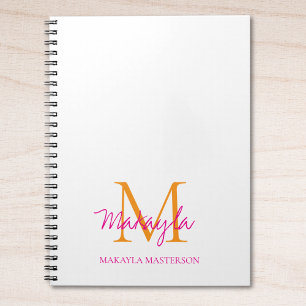 Personalisiertes Monogramm Rosa Skript Name Notizblock