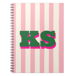 Personalisiertes Monogramm Rosa Streifen, Benutzer Notizblock