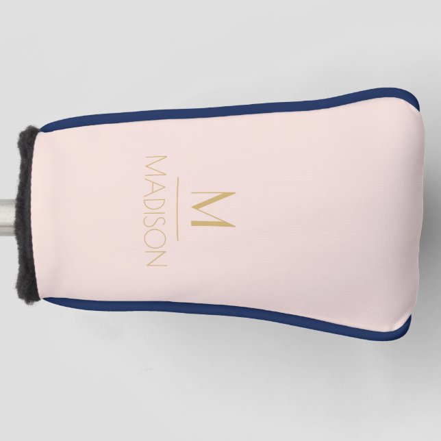 Personalisiertes Monogramm, rosa und goldfarben |  Golf Headcover (Vorderseite)