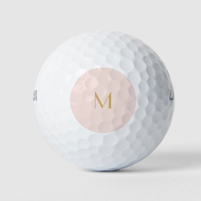 Personalisiertes Monogramm, rosa und goldfarben |  Golfball (Vorderseite)