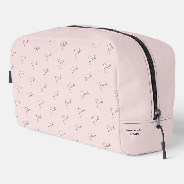 Personalisiertes Monogramm Rosa  Waschbeutel (Rechte Ecke)