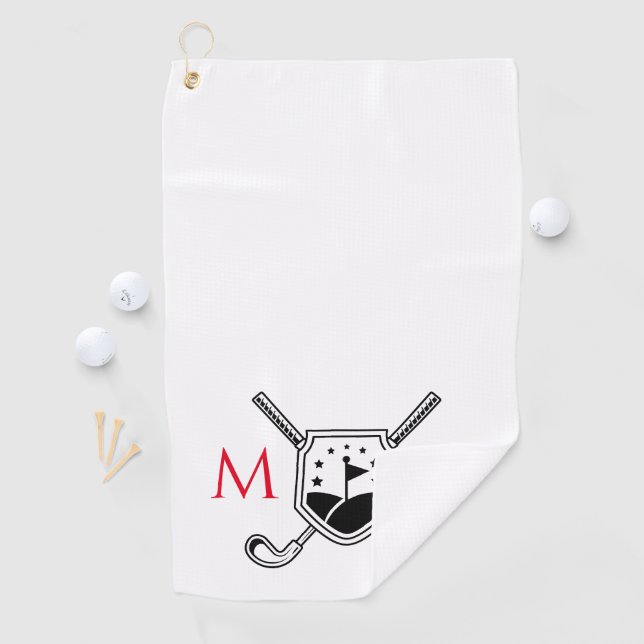 Personalisiertes Monogramm, rot und schwarz Golfhandtuch (Insitu)