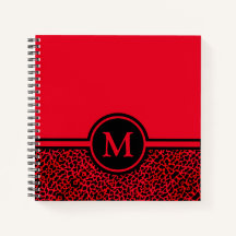 Personalisiertes Monogramm Roter Leopard Spiralblo