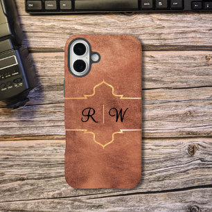Personalisiertes Monogramm rustikales Kupfer iPhone 16 Plus Hülle
