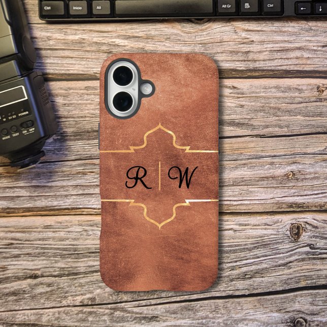 Personalisiertes Monogramm rustikales Kupfer iPhone Hülle (Von Creator hochgeladen)