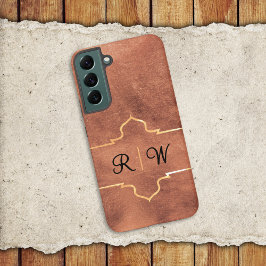 Personalisiertes Monogramm rustikales Kupfer Samsung Galaxy Hülle