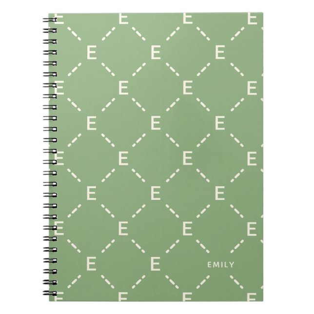 Personalisiertes Monogramm Sage-Grün Geometrisches Notizblock (Vorderseite)