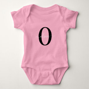 Personalisiertes Monogramm Schrift Name Schwarz We Baby Strampler