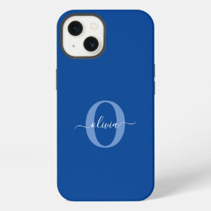 Personalisiertes Monogramm Schriftname Blau Weiß iPhone 13 Hülle
