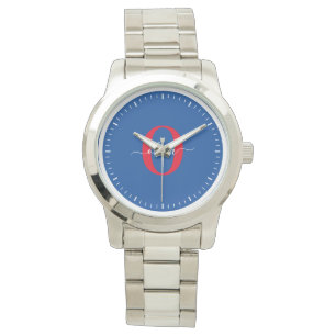 Personalisiertes Monogramm Schriftname Blau Weiß R Armbanduhr