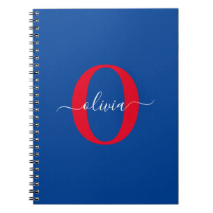 Personalisiertes Monogramm Schriftname Blau Weiß R Notizblock