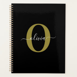 Personalisiertes Monogramm Schriftname Schwarz Wei Planer