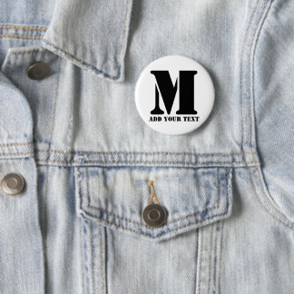Personalisiertes Monogramm Schwarz Benutzerdefinie Button